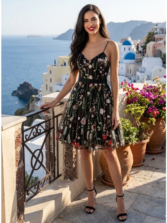 Mac Duggal Dresses & Skirts - Mac Duggal Black Floral Multi EMBROIDERED BUSTIER A-Line Cocktail Dress Size 0